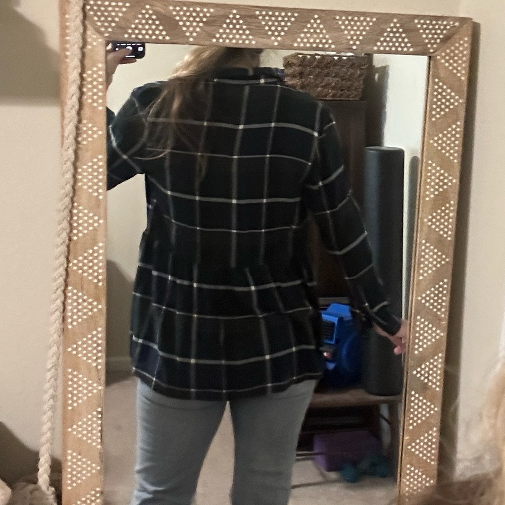 American Eagle Plaid Flannel Babydoll Peplum Top, Size M, NWOT - Picture 4 of 5